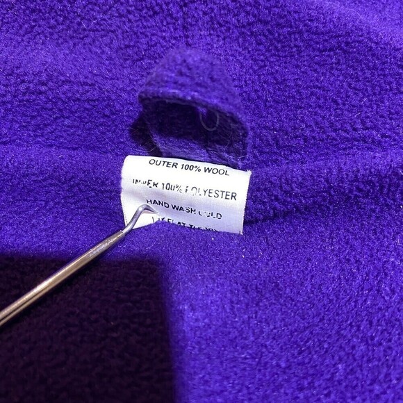 Wool Knit Patchwork Purple Hooded Jacket Sweater Size XXL - Picture 7 of 8